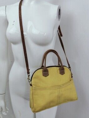 VTG C.A.S Handmade Yellow Leather Crossbody Satchel Bag Purse U.S. Made